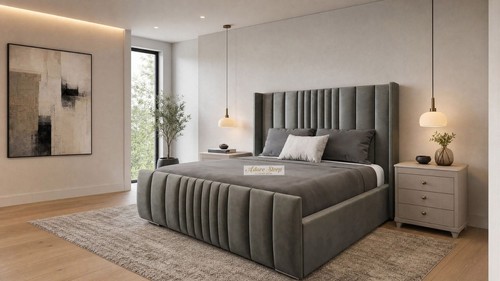Winged lined panel headboard - lined,
