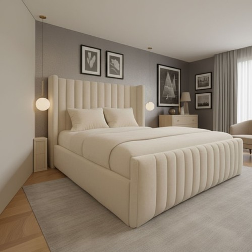 Winged panel bed frame plush - panel,