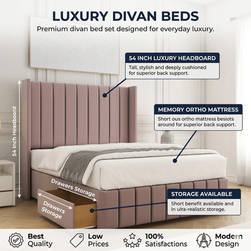 Panel winged divan - winged, plush
