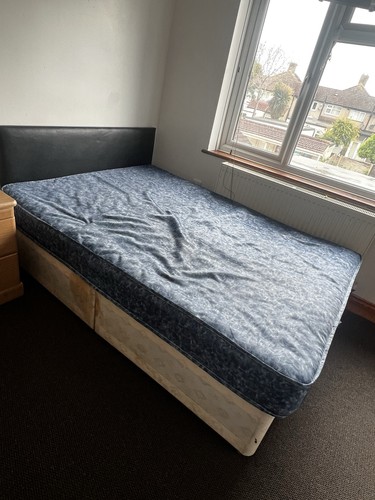 Double upholstered wood bed - double,