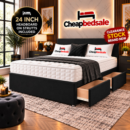 4ft6 double divan - 4ft6, with