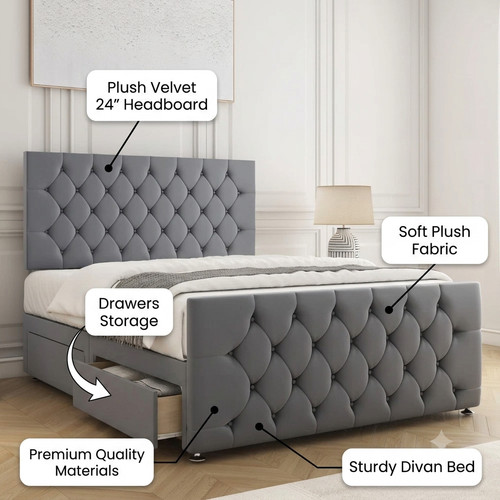 Double chesterfield divan bed - double,