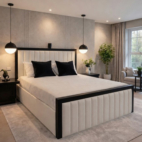 Luxury lined piping bed frame - lined,